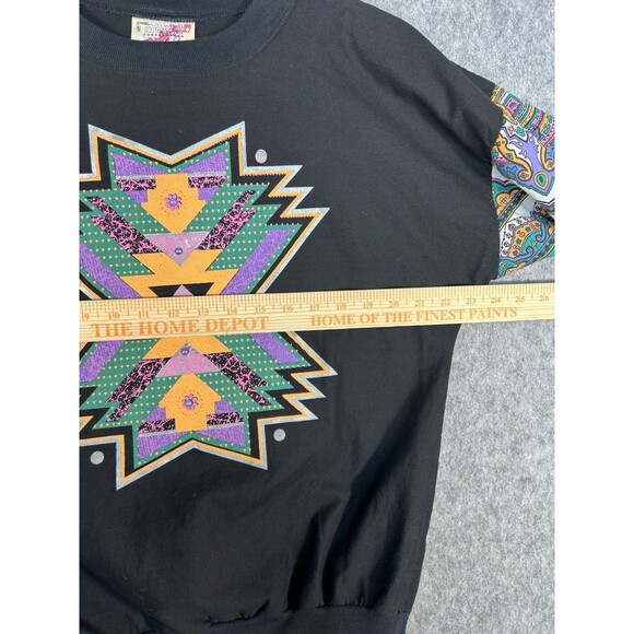 Vintage HAZELWOOD SOUTHWESTERN Fashion Aztec Shirt 90's Fringe Beaded Size M - Picture 9 of 11